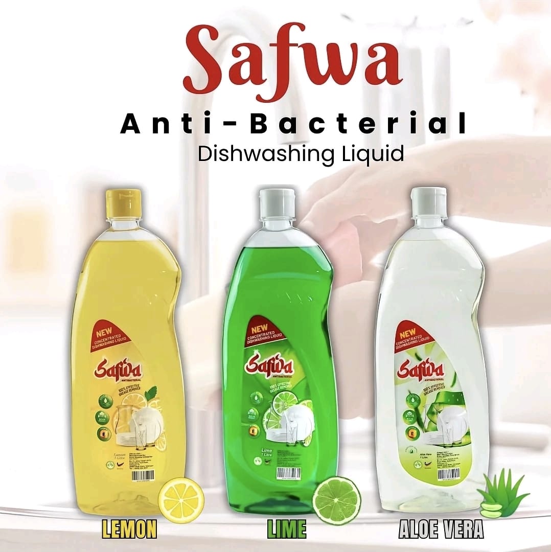 Sabun Cuci Pinggan Safwa Anti-Bacterial 1 Litre — Lemon, Lime, Aloe Vera